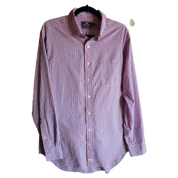 VINEYARD VINES PERFORMANCE Slim Fit Murray Gingham Check Shirt- Size Large - Picture 1 of 9
